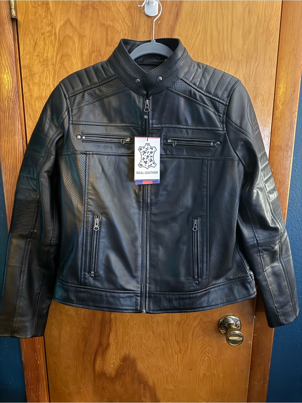 Women's Black Leather cafe racer